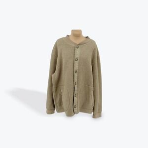 Madewell Women's Faux Fur Button Front Cardigan‎ Jacket Beige Size Large